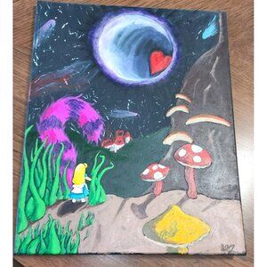 Alice In Wonderland-Inspired Acrylic Painting On Canvas 16x20x1
